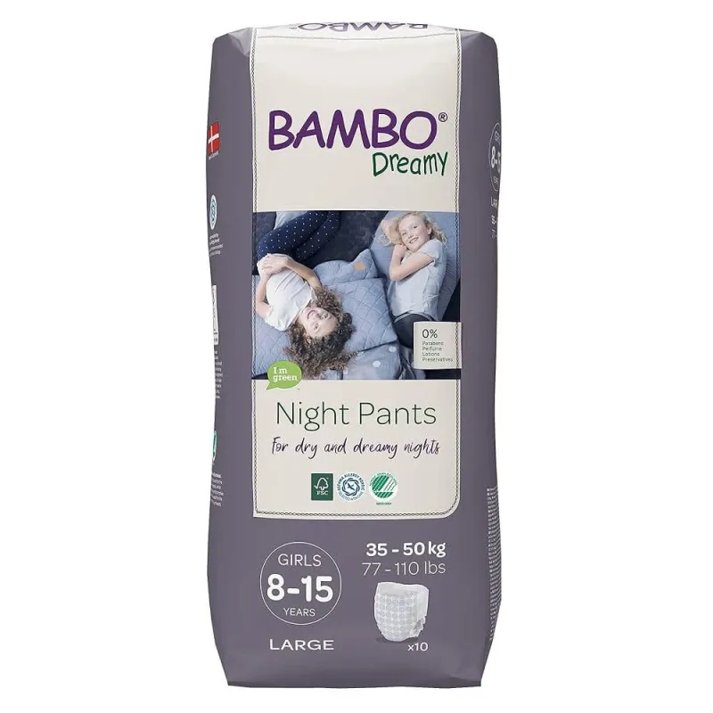 Scutece Pants Girls Dreamy Nights, 8-15 ani, 35-50 kg, 10 bucăți, Bambo   — preț și oferte