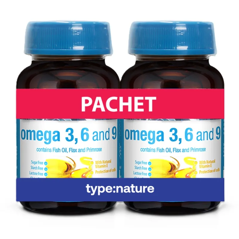 Omega 3, 6, 9 cu Ulei de Pește, In și Luminița-nopții, 60 + 60 capsule, Naturmil — preț și oferte