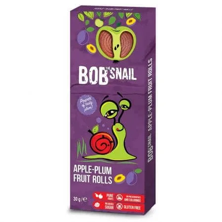 Rulou natural din mere si prune, 30 g, Bob Snail — preț și oferte