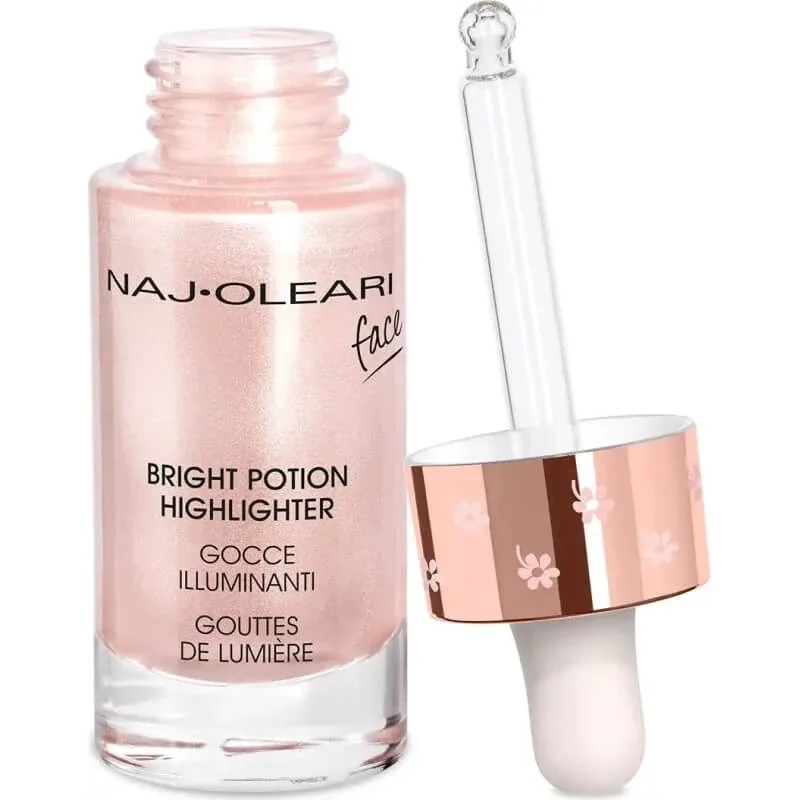 Naj Oleari Bright Potion Highlighter – picături iluminatoare pentru față – nr. 1 cuarț roz — preț și oferte