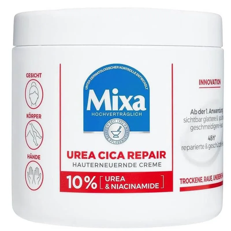 Mixa Balsam de corp cu uree și Cica Repair+ - tratament regenerant cu 10% uree pentru pielea uscată, aspră și crăpată, 400 ml — preț și oferte