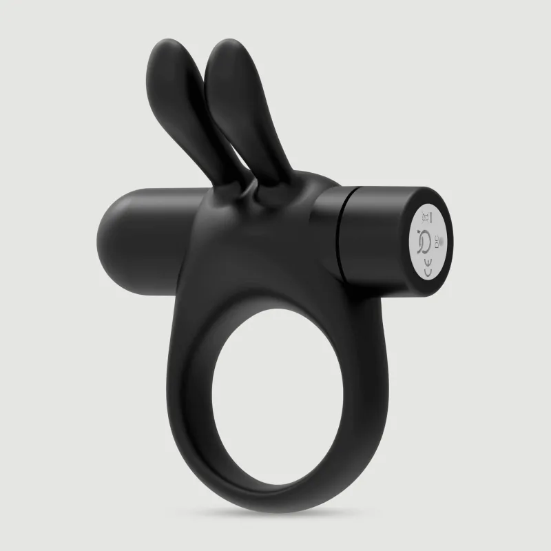 Inel vibrator pentru penis Bunny cu două urechi - Negru — preț și oferte