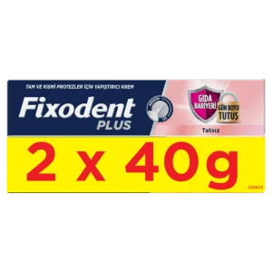 Pachet adeziv pentru proteza dentara Plus Food Barrier, 2x40g, Fixodent