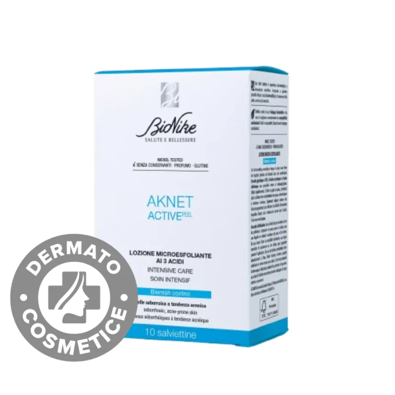 Servetele de unica folosinta AKNET ACTIVEpeel Lotiune microexfolianta cu 3 acizi pentru tenul acneic seboreic, 10 bucati, Bionike — preț și oferte
