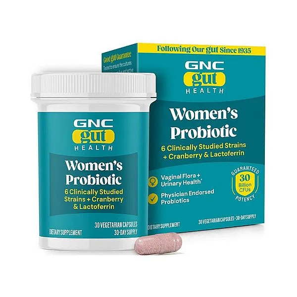 GNC Gut Health Women’s Probiotic, Probiotic pentru Flora Vaginala, LAB4, 30 Miliarde UFC, cu Merisor si Lactoferrin | 30 cps — preț și oferte