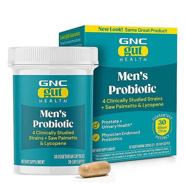 GNC Gut Health Men’s Probiotic, Probiotic LAB4 Studiat Clinic, 30 Miliarde UFC Culturi Vii cu Saw Palmetto si Lycopene | 30 cps — preț și oferte