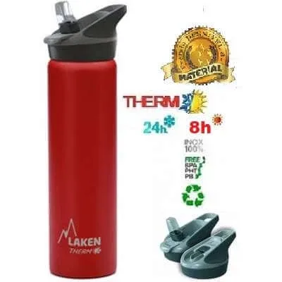 Termos inox cu capac automat Jannu Rosu, 750ml, Laken — preț și oferte