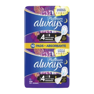 Absorbante Platinum Secure Night marimea 4, Always | 10 buc