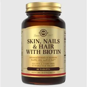 SOLGAR Skin, Nails & Hair cu biotină, 60 de comprimate