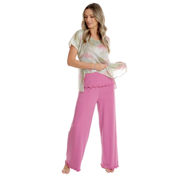 Set 3 piese AP2526 roz quartz/vernil floral, Andana | marimea XXL ANDANA INFINITY — preț și oferte