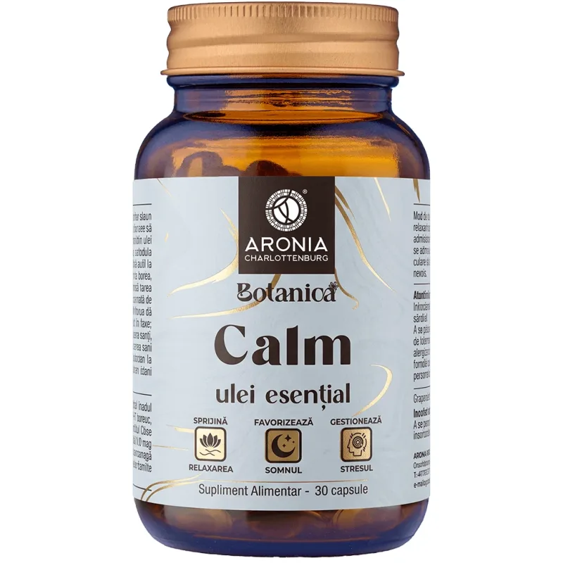 Ulei Esențial Calm — capsule cu 5 uleiuri esențiale pentru relaxare profundă, somn liniștit și gestionarea stresului | Botanica — preț și oferte