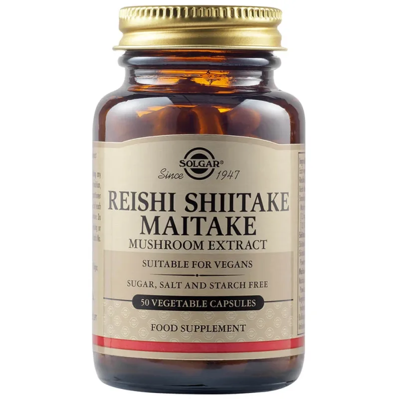 Extract de ciuperci Reishi Shiitake Maitake, 50 capsule, Solgar — preț și oferte