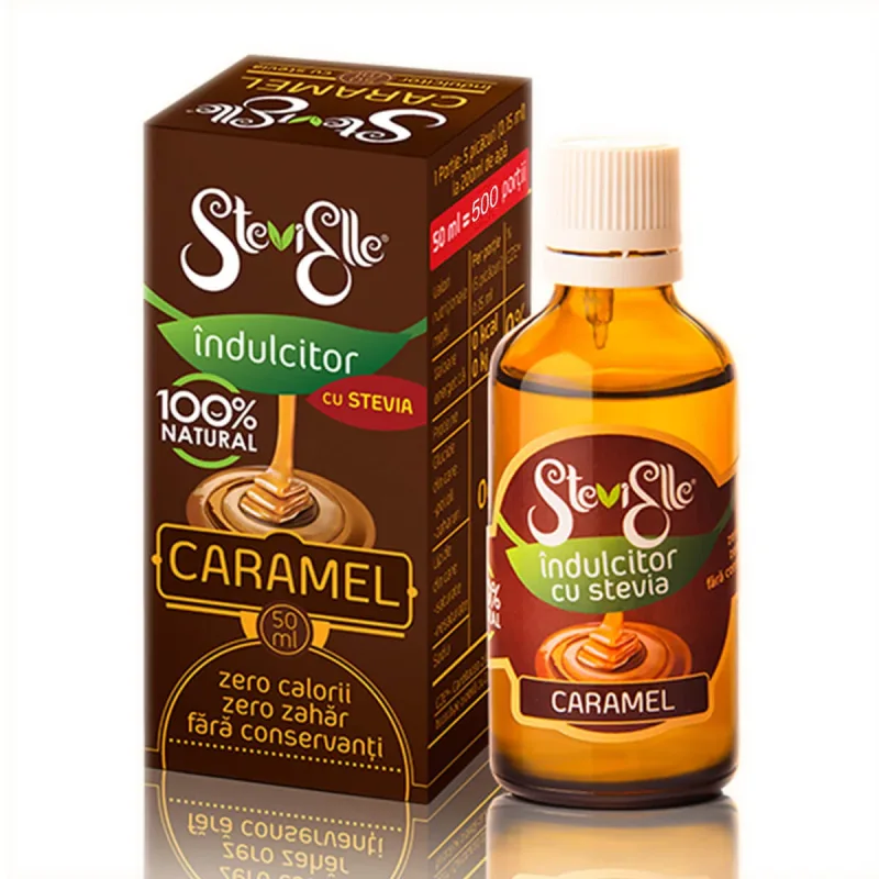 Îndulcitor Stevia cu aromă de caramel SteviElle, 50 ml, Hermes Natural — preț și oferte