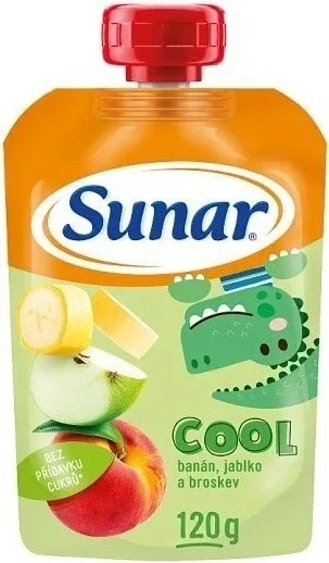 Sunar COOL Fruit Piersică, Banană, Măr 1×120 g, Piersică, Banană, Măr, 12m+ — preț și oferte