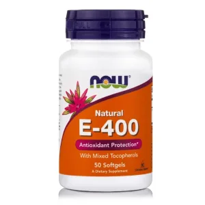 Now | E-400IU Tocoferoli amestecați/Unsterificat | Supliment alimentar cu proprietăți antioxidante | 50Softgels.