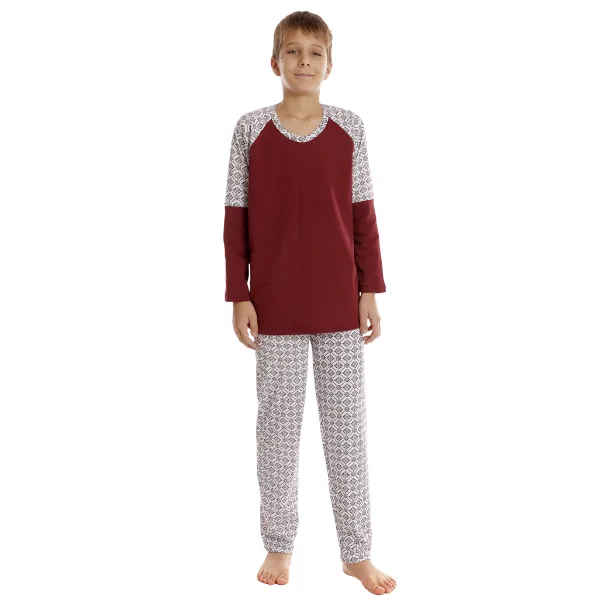 Pijama baieti AI2515 grena/alb imprimeu, Andana | marimea 38 (11/12 ani) ANDANA INFINITY — preț și oferte