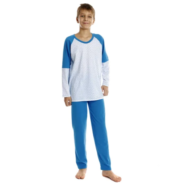 Pijama baieti AI2516 albastru/alb microimprimeu, Andana | marimea 40 (13/14 ani) ANDANA INFINITY — preț și oferte