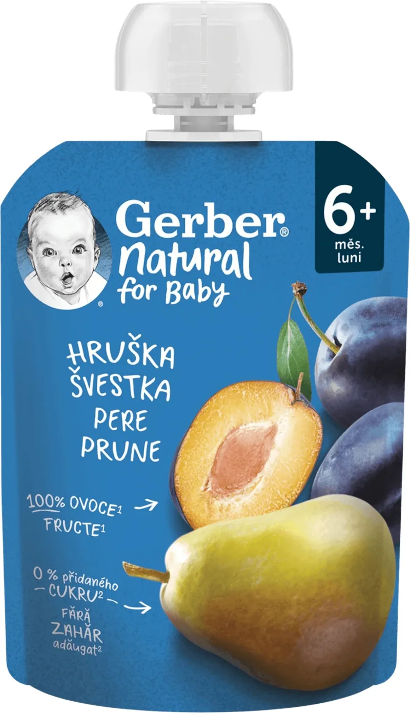 Gerber Pungă naturală pere și prune 6m+ 90 g — preț și oferte
