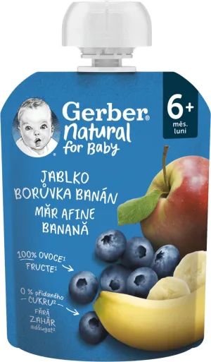 Gerber Pungă naturală mere, afine și banane 6m+ 90 g