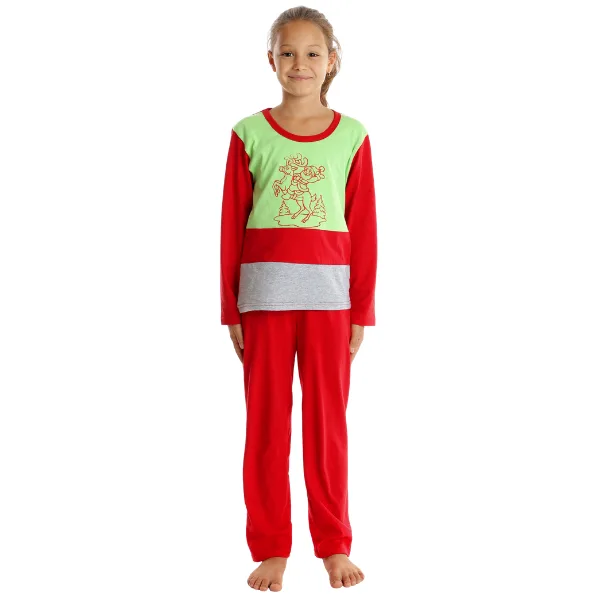 Pijama copii (fete) AI2359 rosu/vernil/gri, Andana | marimea 34 (7/8 ani) ANDANA INFINITY — preț și oferte