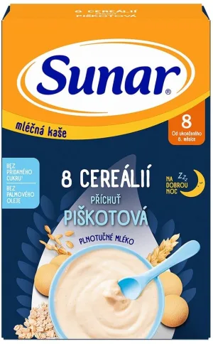 Terci de lapte Sunar cu 8 cereale pentru o noapte bună biscuit 210 g