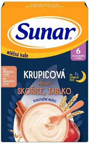 Sunar lapte terci de semolă pentru o noapte bună scorțișoară, măr 210 g