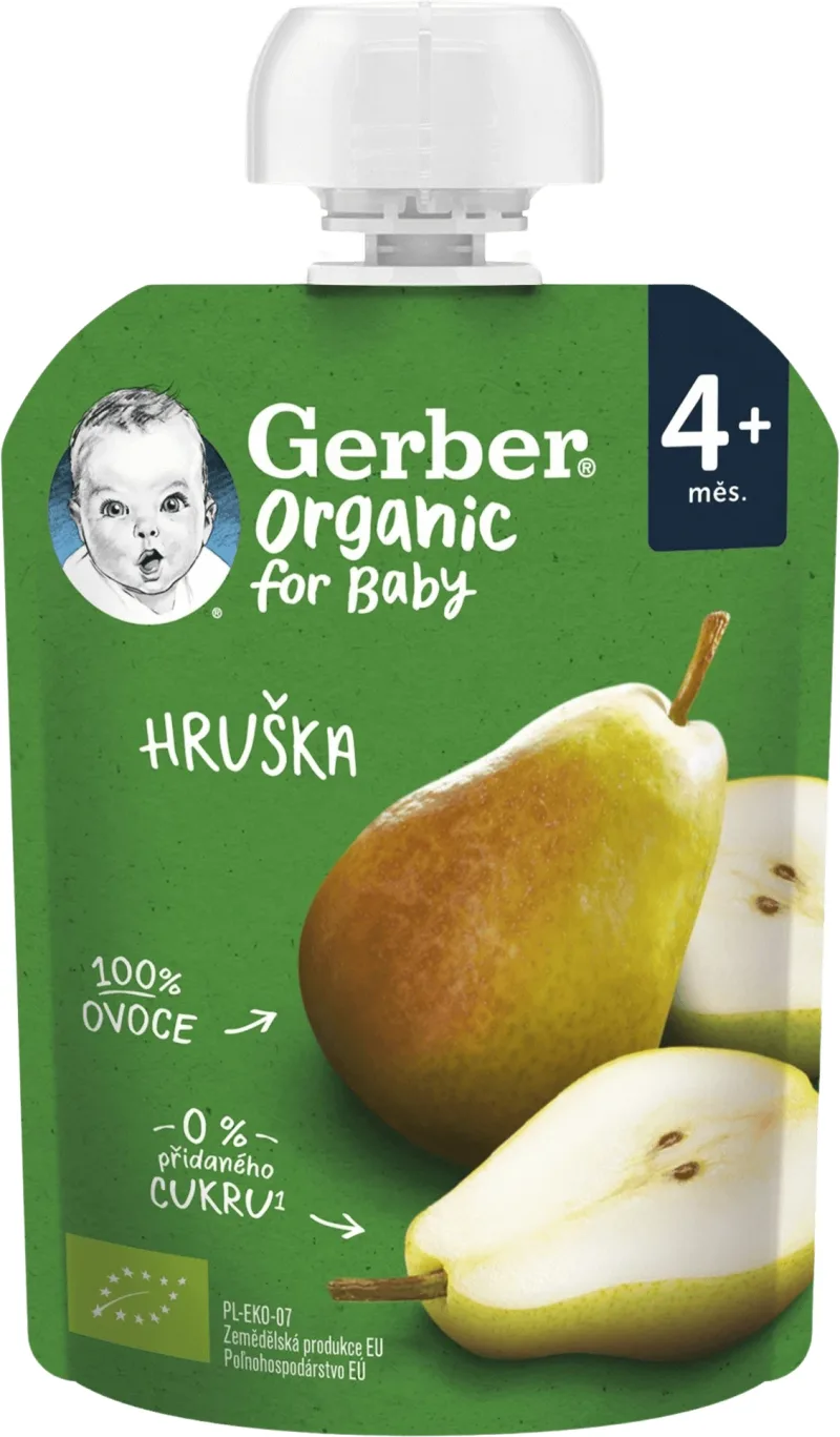 Gerber Organic pungă de pere 100% BIO 4m+ 16 x 90 g — preț și oferte