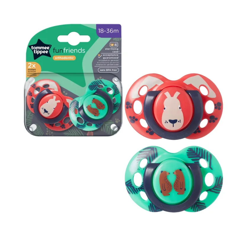 Suzeta ortodontica pentru 18-36 luni Fun Turcoaz/Rosu, 2 bucati, Tommee Tippee — preț și oferte