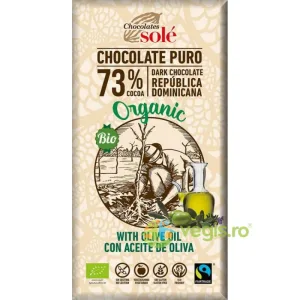 Ciocolata Neagra 73% Cacao cu Ulei Extravirgin de Masline fara Gluten Ecologica/Bio 100g