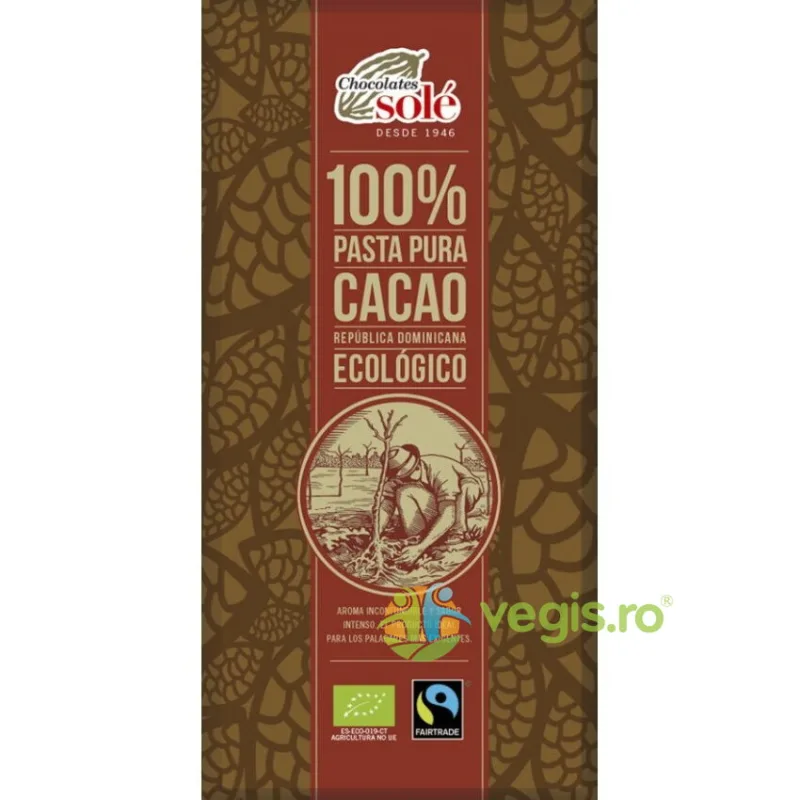 Ciocolata Neagra 100% Cacao Ecologica/Bio 90g CHOCOLATES SOLE — preț și oferte