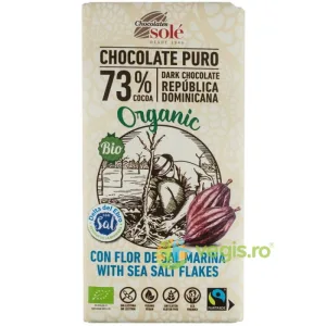 Ciocolata Neagra 73% Cacao cu Fulgi de Sare Marina fara Gluten Ecologica/Bio 100g