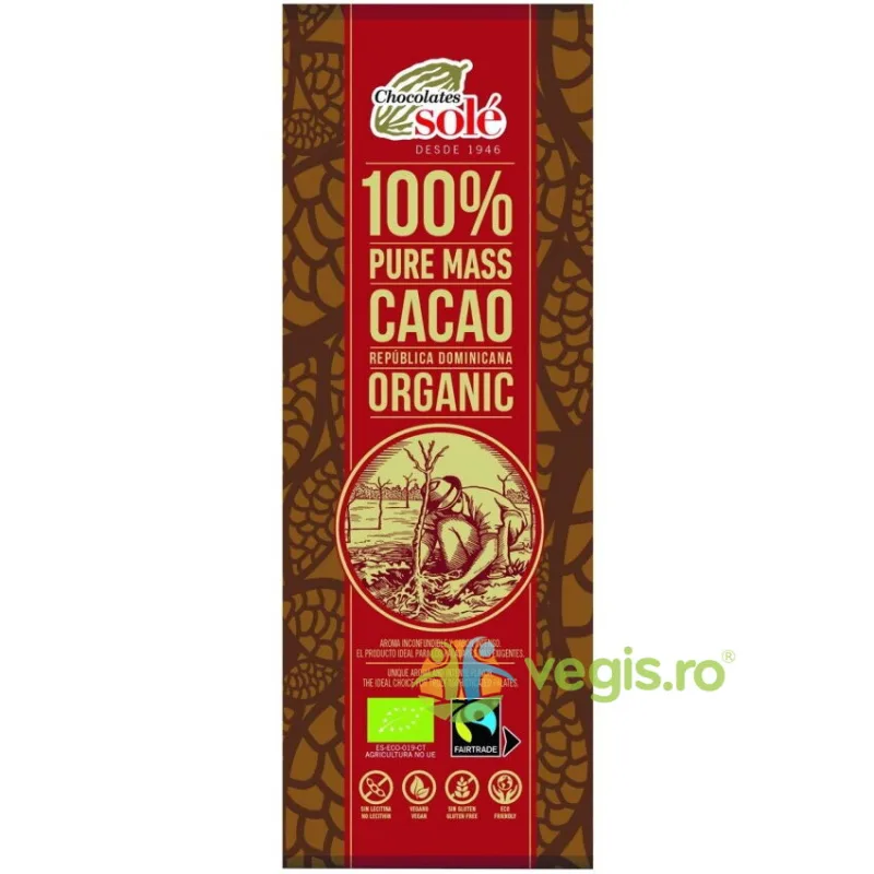 Ciocolata Neagra 100% Cacao Ecologica/Bio 25g CHOCOLATES SOLE — preț și oferte