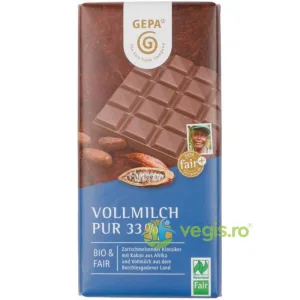 Ciocolata cu Lapte 33% Cacao Ecologica/Bio 100g