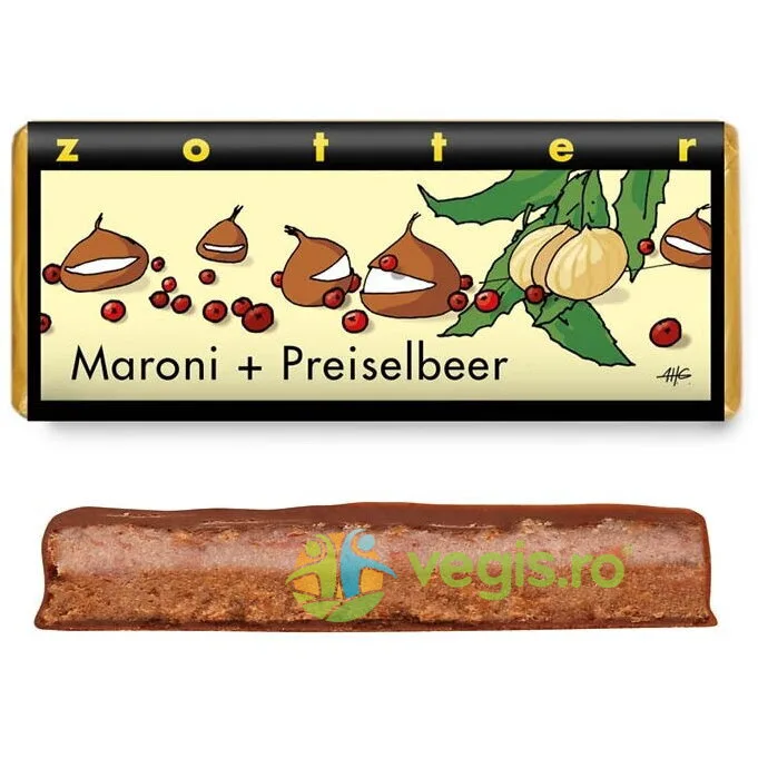Ciocolata cu Lapte Umpluta cu Castane si Merisoare Ecologica/Bio 70g ZOTTER CHOCOLATE — preț și oferte
