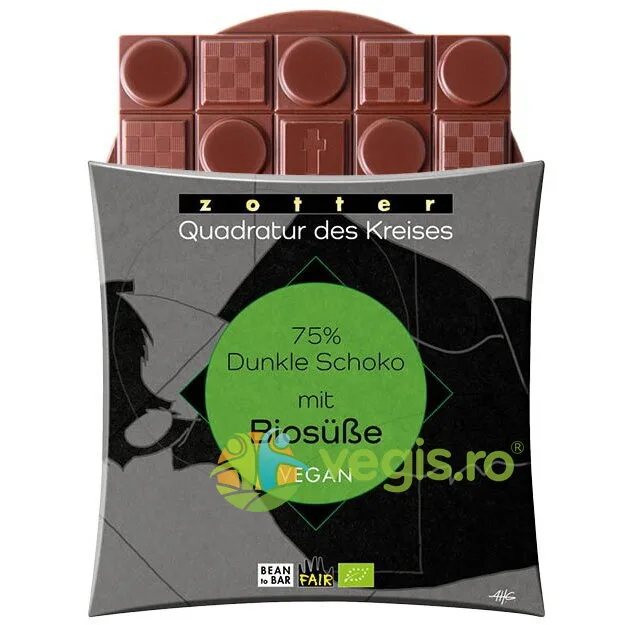 Ciocolata Neagra 75% Cacao Indulcita cu Eritritol Ecologica/Bio 70g ZOTTER CHOCOLATE — preț și oferte