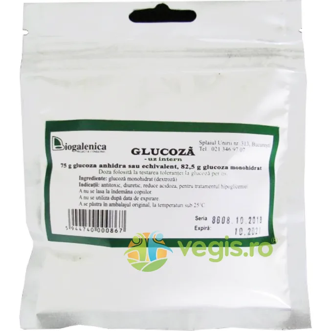 Glucoza Anhidra 75g Biogalenica — preț și oferte