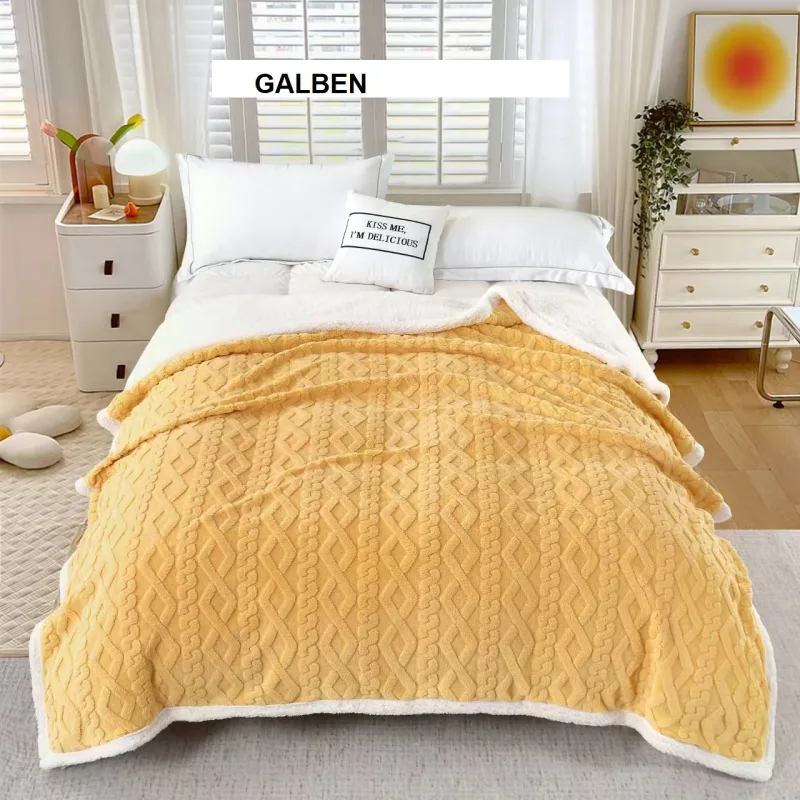 Patura FLEECE tricotata micropolar Galbena, Ralex | 200 x 230 cm — preț și oferte