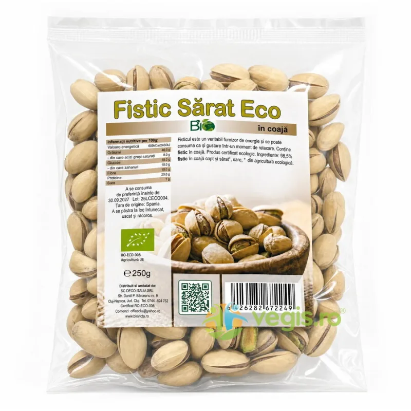 Fistic Premium Copt si Sarat in Coaja Ecologic/Bio 250g Deco Italia — preț și oferte