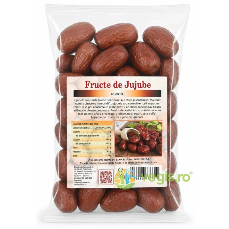 Fructe de Jujube Uscate cu Samburi (Curmale Chinezesti) 200g Deco Italia — preț și oferte