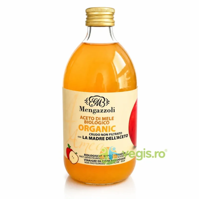 Otet Cidru de Mere Nefiltrat Raw cu Mama de Otet Ecologic/Bio 500ml MENGAZZOLI — preț și oferte