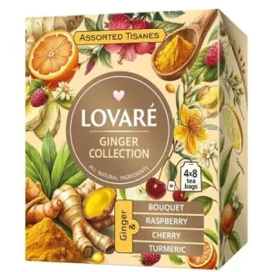 Ceai de plante asortat Ginger Collection, 32 plicuri x 1.8 g, Lovare
