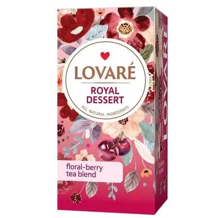 Amestec de ceai de hibiscus, fructe si petale de flori Royal Dessert, 24 plicuri x 1.5 g, Lovare — preț și oferte