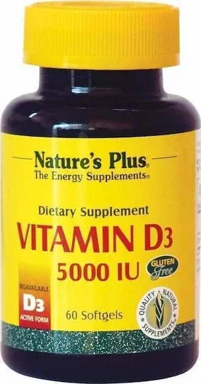 Nature's Plus Vitamina D3 pentru Întărirea Sistemului Imunitar & Sănătatea Oaselor 5000iu 90 softgels