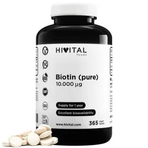 Biotina pura, 10.000μg, 365 comprimate vegetale, Hivital