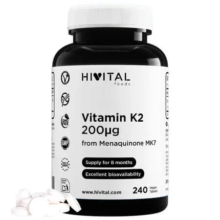 Vitamina K2, 200μg, 240 comprimate vegane, Hivital — preț și oferte