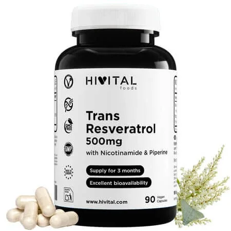 Trans-Resveratrol, 500mg, 90 capsule vegetale, Hivital — preț și oferte