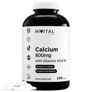 Calciu 800mg cu vitamina D3 si K2, 240 comprimate vegetale, Hivital
