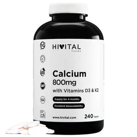 Calciu 800mg cu vitamina D3 si K2, 240 comprimate vegetale, Hivital — preț și oferte