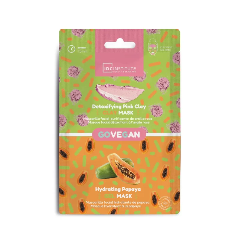 Set de 2 masti faciale cu Argila roz 6ml + Papaya 6ml Skincare essentials, 1 bucata, IDC Institute — preț și oferte