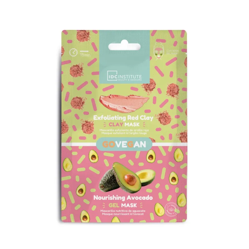 Set de 2 masti faciale cu Argila rosie 6ml + Avocado 6ml Skincare essentials, 1 bucata, IDC Institute — preț și oferte